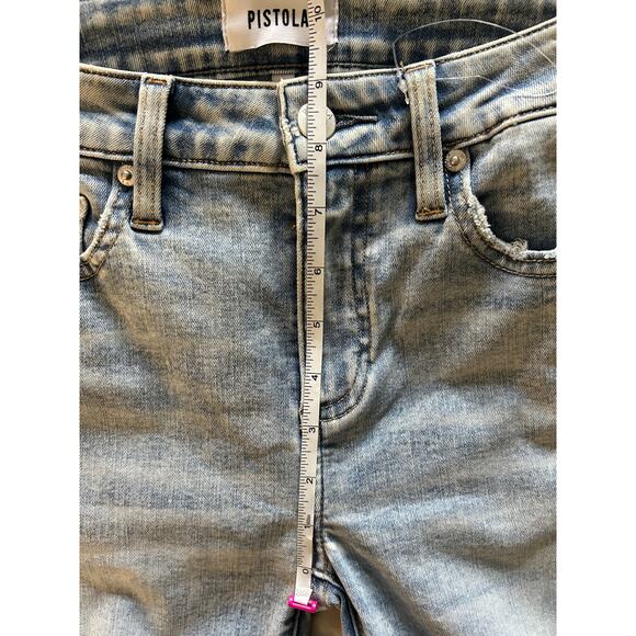 New Revolve Pistola Aline Jean Mid Rise Distressed Skinny Blue Acid Wash Sz 26 - Picture 6 of 9